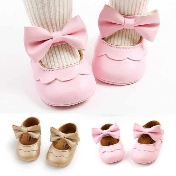 

newborn baby girl обувь pu кожаные детские первые уокеры с луком мягкая сообщение нескользящая кладка обувь