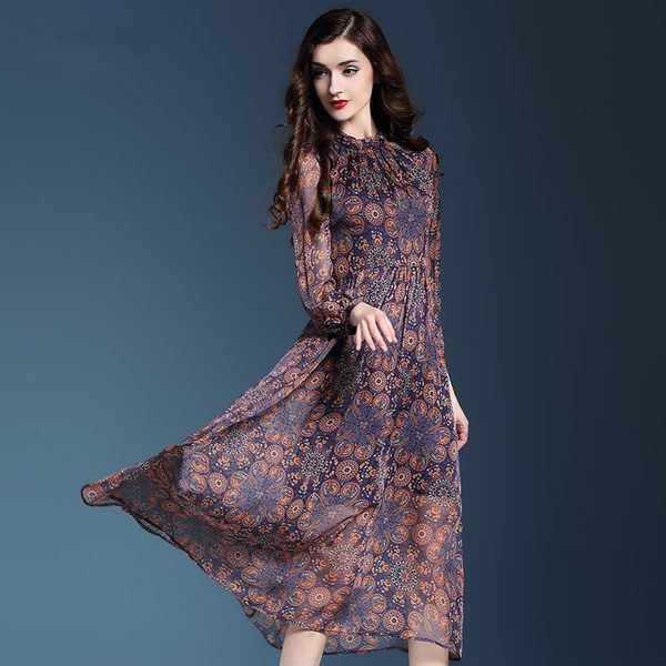 

2021 new impresso elegante feminino floral manga longa vestido vero vestidos de senhora para femininas fy592 5fww, Black;gray