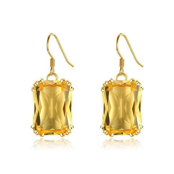 

18k gold color citrine drop earrings genuine 925 sterling silver hanging earrings for women vintage female jewelry trend 2022, Black