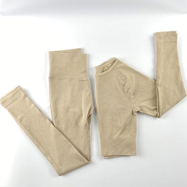 

yoga outfits 2 piece set women seamless long sleeve sets workout clothes for high waist sports legging top, White;red