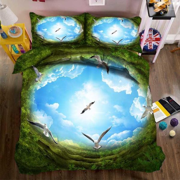 

bedding sets diy printed duvet cover set blue sky scenery series pattern single/double soft fabric bed comforter sets1