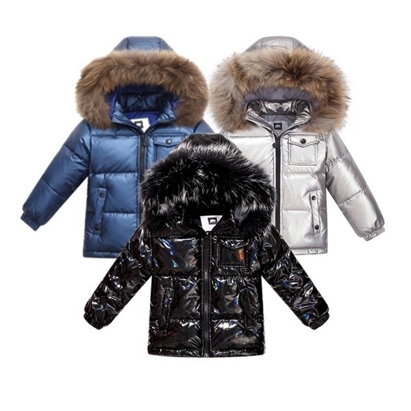

fashion winter coat down jacket for boys clothes 2-8 y children's clothing thicken outerwear & coats with nature fur parka kids 201102, Blue;gray
