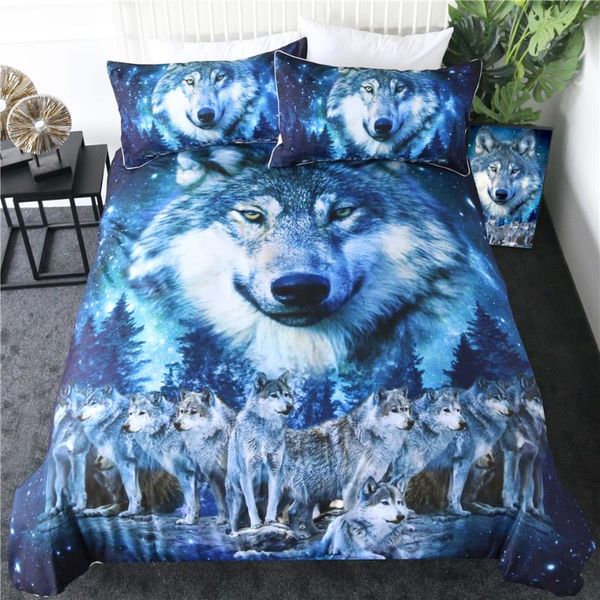 

3d wolf leader bedding set,bed cover set cartoon duvet cover set with pillowcases,kids home bedroom decor bed