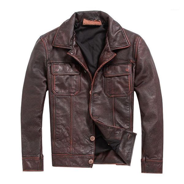 

vintage brown mens coat,men cowhide jackets,genuine leather jacket.casual style fitness plus size leather1, Black