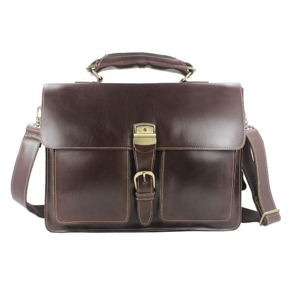 

men in luxury crossbody genuine leather shoulder male messenger 15 "portable brown bag attacked, Black;red