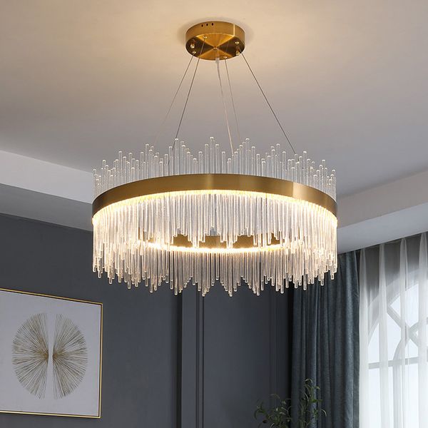 Sala de estar pós-moderna lustre simples pingente lâmpada de luxo candelabros de cristal candelabro quarto pingente nórdico casa decoração iluminação led rodada