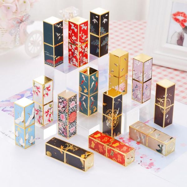 

3d embossed magnetic buckle lip tube square empty refillable bottles lipstick tube