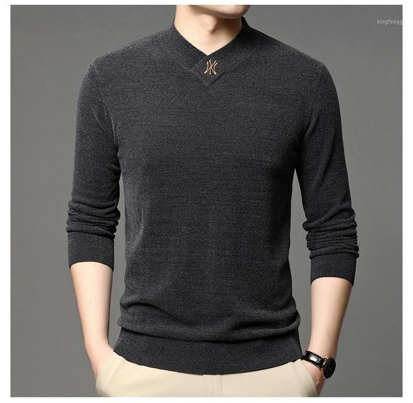 

men's chernier sweater korean version v-neck loose-fitting t-shirt 2020 autumn/winter trend bottom knitwear1, White;black