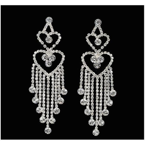 

drop earrings long tassel crystal wedding engagement earrings for women accessories jewelry gift #e074 xhxyb, Silver