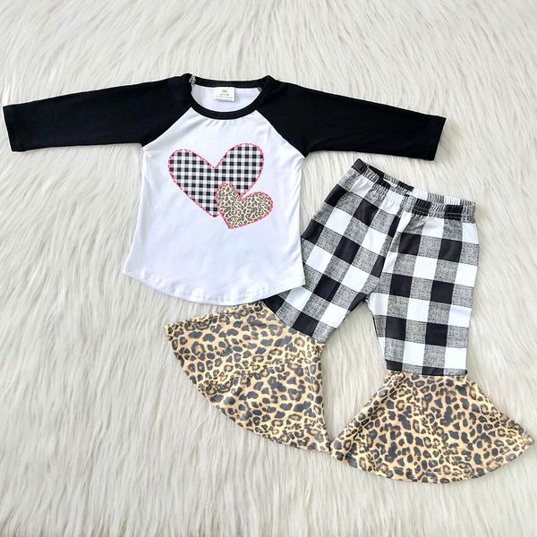 

baby girls designer clothes boutique outfits valentine's day kids clothing wholesale children clothing lattice pant bell bottom set, White