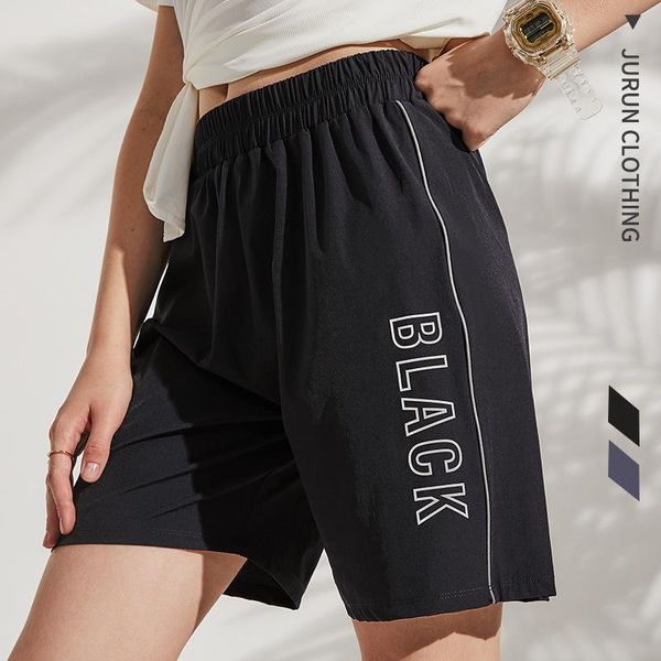 

summer new luminous letters loose casual five-point pants quick-drying fitness net red running yoga shorts women, Black;blue