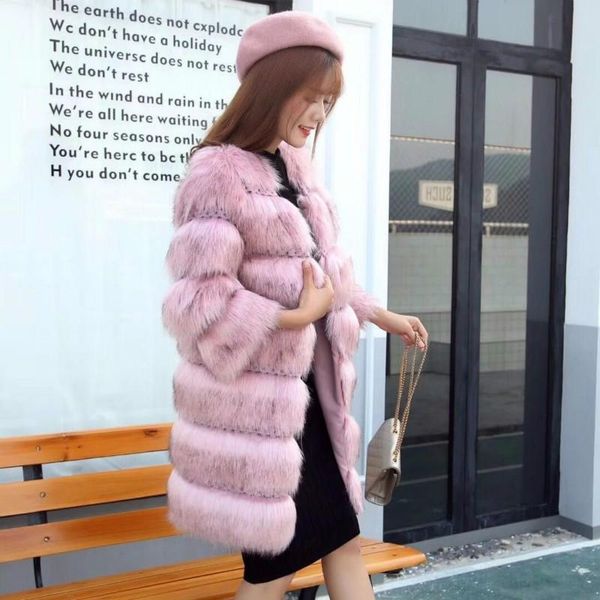 

2021 new winter fake fur coat imitation fur coat stand-up collar fashion long sleeve thick warm jacket y166, Black