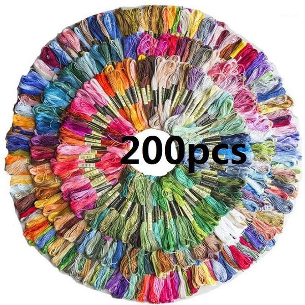 

200pcs embroidery thread skeins multi colors option floss similar dmc anchor cross stitch cotton sewing embroideried threads1, Black;white