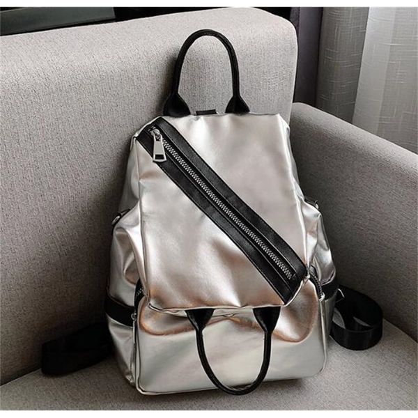 

designer women backpack bag luxury joker silver travel street backpack large capacity crossbady single shoulder bag