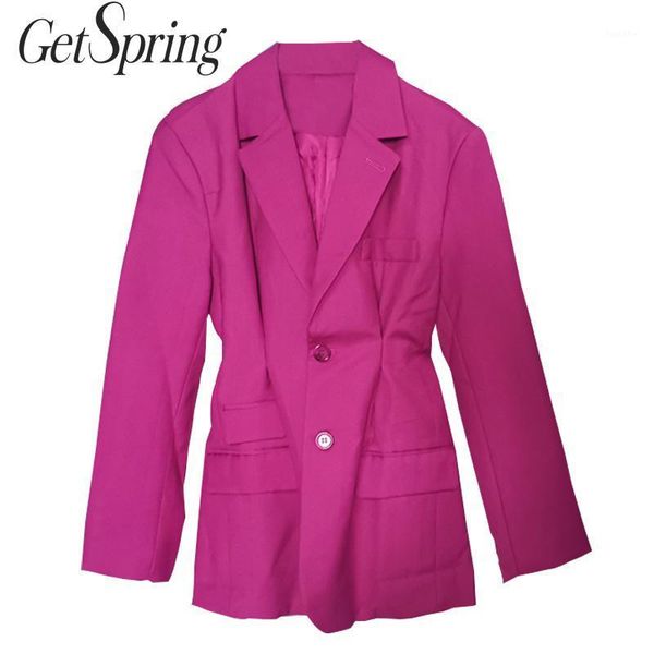 

getspring women blazer irregular vintage long women blazers jackets black vintage casual womens blazers long sleeve 2019 fashion1, White;black