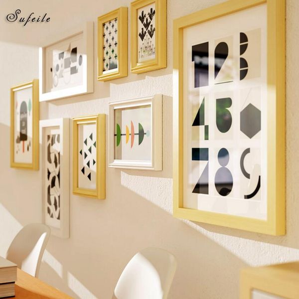

sufeile 8pcs сплошная древесина европейская рамка креативная комбинация рама украшения стены кулон гостиная спальня фото стена d20 wmtabp