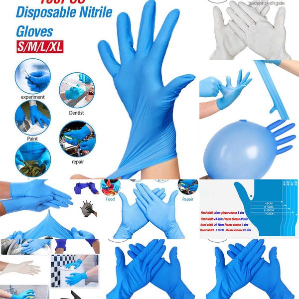 

nitrile black 100pcs/lot food grade blue white gloves waterproof allergy disposable work s 4unf