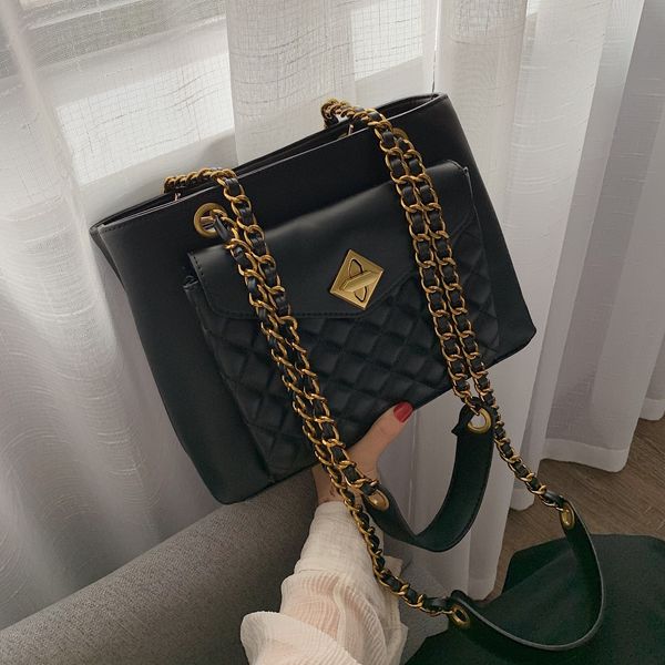 

ins selling bag womens new simple womens shoulder bag texture casual crossbody rhombus chain