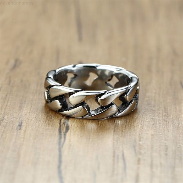 

factoryb4jlmen stainless steel for men's bands 7mm hollow link chain ring, Silver
