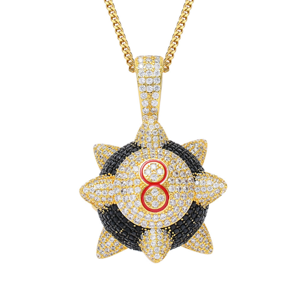 

chains hip hop cubic zircon meteor hammer pendant men necklace rock chain luxury jewelry, Silver