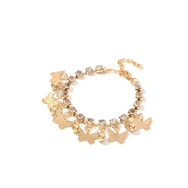 

new gold color austrian crystal butterfly charms bracelets anklets rhinestone butterfly tassel bracelet for girls, Black