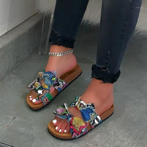 

litthing 2020 women sandal shoes summer flat sandal bow-knot comfort anti-slip beach shoe platform slide plus size1, Black