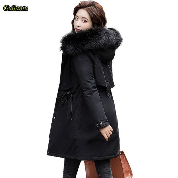 

гиланту толстый хлопковый лайнер длинные мягкие parka женская одежда 2020 зимняя куртка женщины плюс размер тонкий мех с капюшоном пальто, Black