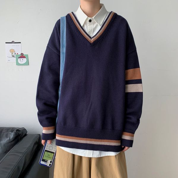 

2021 men's sweater autumn new thick knitted shirt leisure youth clothing 939s, White;black