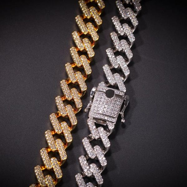 

charm bracelets selling 14mm hip hop men striped maimi cuban bracelet chain silver plated gold iced out cubic zircon bling jewelry anklet, Golden;silver