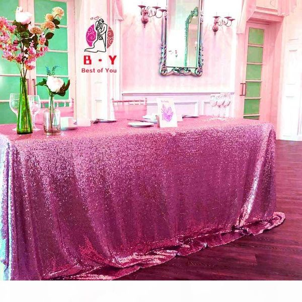 

pink gold tablecloth 90x132in glitter round rectangular embroidered sequin table cover for wedding party christmas decor-9525