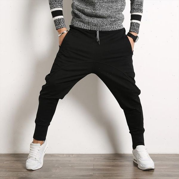 

2019 autumn mens harem pants, casual cotton thin pants men big size street fashion hip hop pants, stage performance, Black