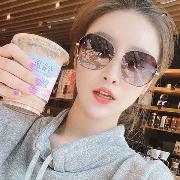 

polarizing sunglasses women's round face shows thin anti uv trend, Black