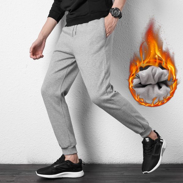

men's wool trousers, running pants of thick cotton, Black