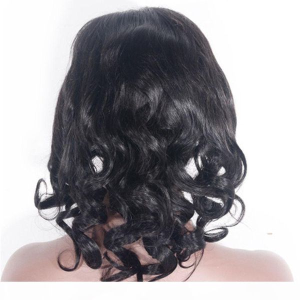 

brazilian virgin human hair loose body lace wigs bleached knots 12inch glueless lace front wig swiss lace wig no tangle, Black;brown