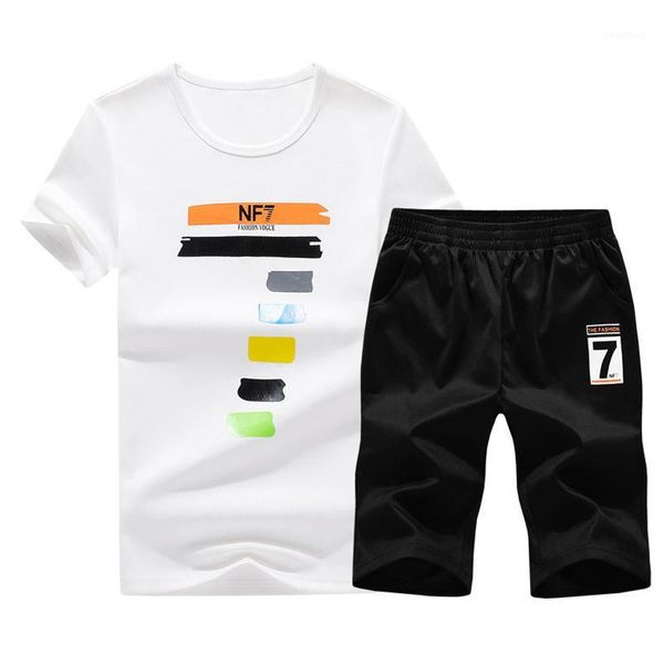 

tracksuit men 2018 summer two piece set shorts and casual suits sportswear mens clothing o neck t shirt + half length pant1, Gray