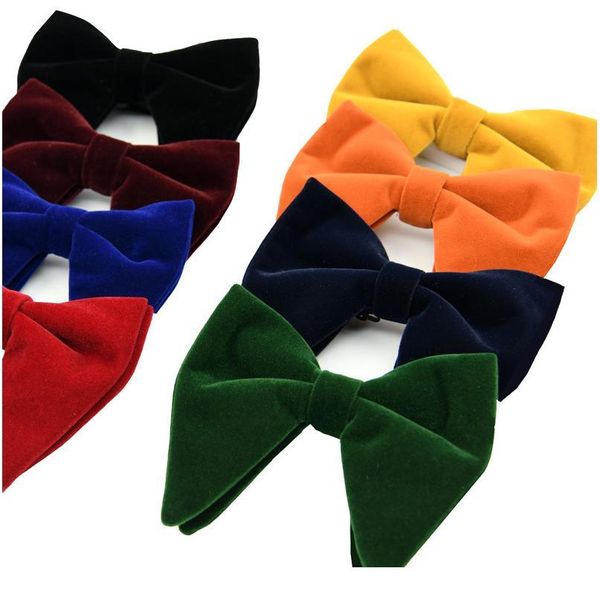 

new fashion velvet big bowties for women mens groom wedding bow tie skinny solid color gravatas slim black cravat acc jlloxx, Black;gray