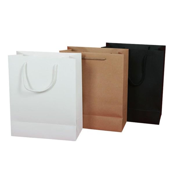 

10pcs/set 19x13x6cm kraft paper gift bag with handle wedding birthday party gift christmas children shopping school package bags