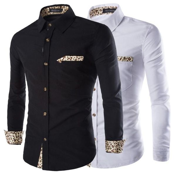 

new fashion autumn winter men's slim long sleeve shirt casual solid shirt blouse w625, White;black