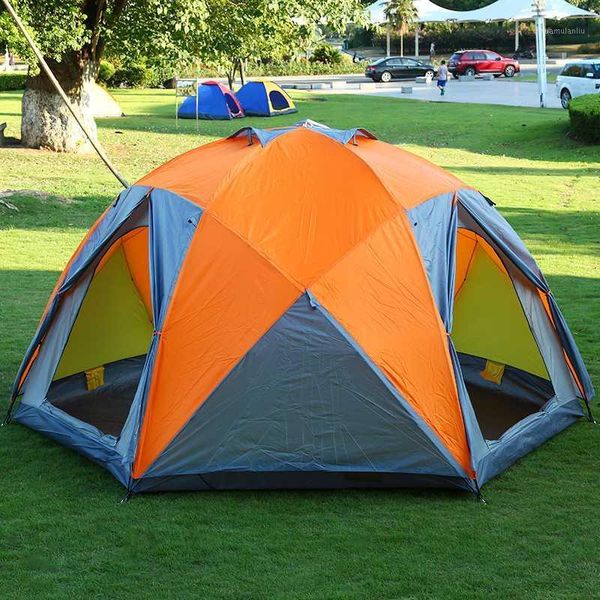 

10 person large space camping tent separated dual layer family tourist travel tent ultralarge hexagonal marquee for trips1