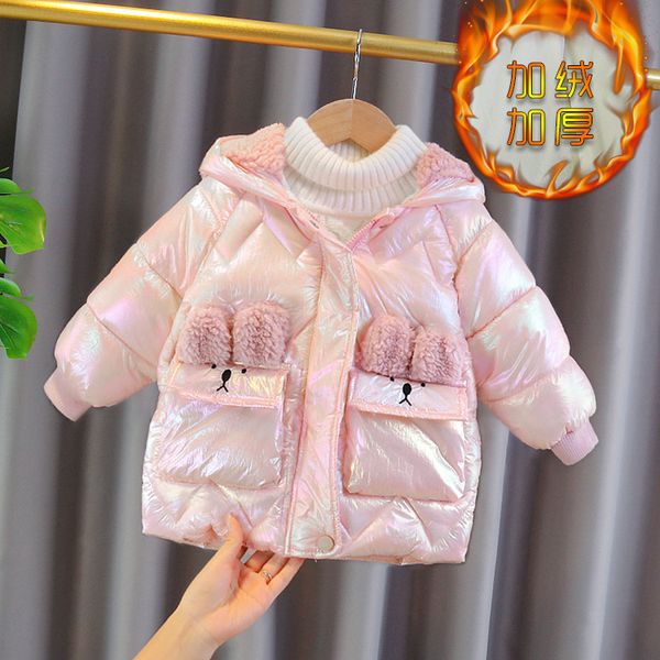 

girl's padded 2020 new 1-3 years old foreign style children's down cotton autumn and winter clothes thickened baby's, Blue;gray