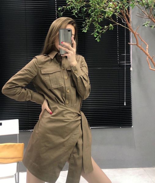 

2021 winter woman down collar long sleeves mini dress asymmetric d014, Black;gray