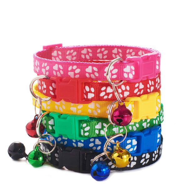 

новые кошки ошейник с колокольчиком colar cute paw print регулируемая нейлоновая ленты шеи bbyklu sport777