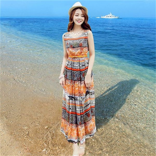 

2021 new long bohemian flower, green chiffon summer gowns for mujer beach dressed as women fy617 78sh, Black;gray