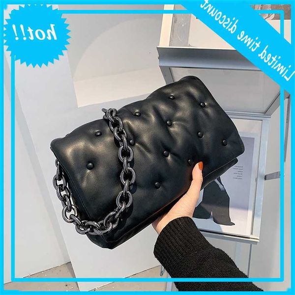 

fashion designer thick chain handbags shoulders bags for women black leather women's luxury trend underarm bag purse