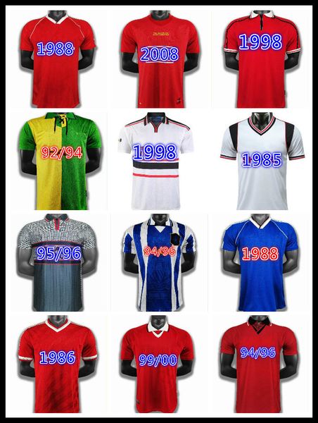 

cantona hughes giggs ince retro 94 95 96 98 99 00 01 red black football shirt 94 95 96 vintage soccer jersey man, Black;yellow