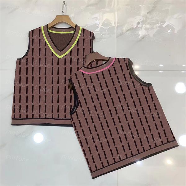 

full letters knit tanks womens v neck knitted vest vintage spring sleeves for women, White