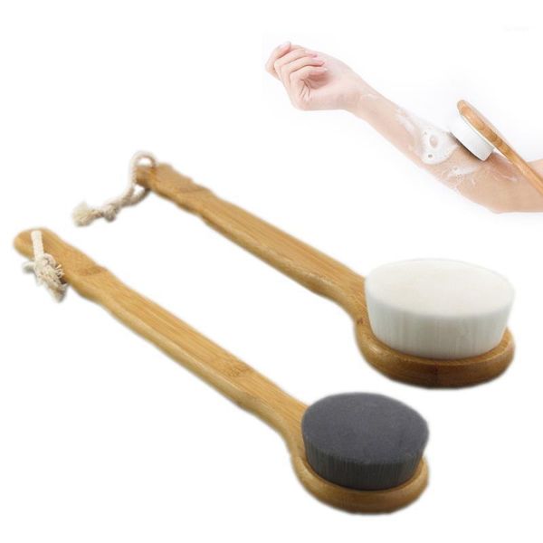 

shower brush scrub bath body long handled natural cleaning