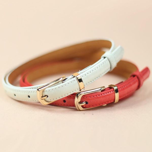 

belts pu leather easy matching fashion belt plain dyed casual women dress strap candy color thin skinny waistband adjustable, Black;brown