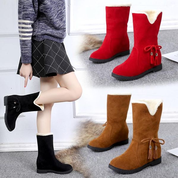 

shoes white mid-calf boots luxury designer winter footwear australia round toe low fashion 2020 ladies snow mid calf, Black
