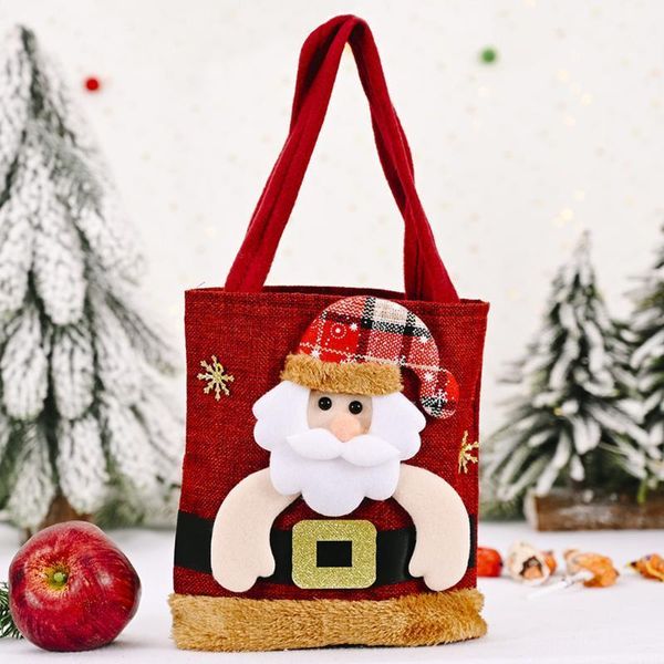 

casual new year handbags creative linen christmas tote bag santa claus snowman elk belt gift holder bags for children1